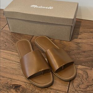 Madewell Brown Leather Slide Sandals